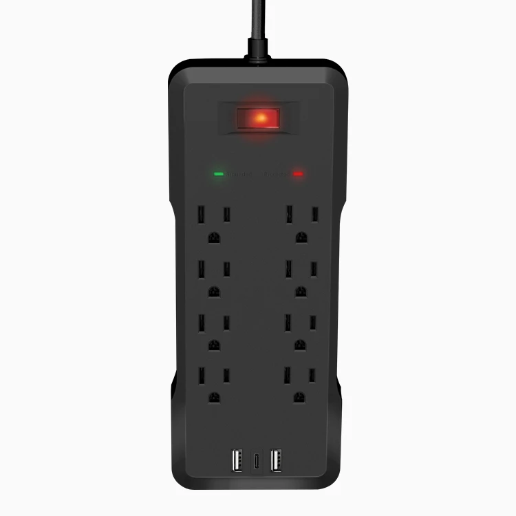 Новый тренд, стандарт США, 8 розеток переменного тока и 2 порта USB, стабилизатор напряжения, USB с плоским разъемом типа C PD 18 Вт