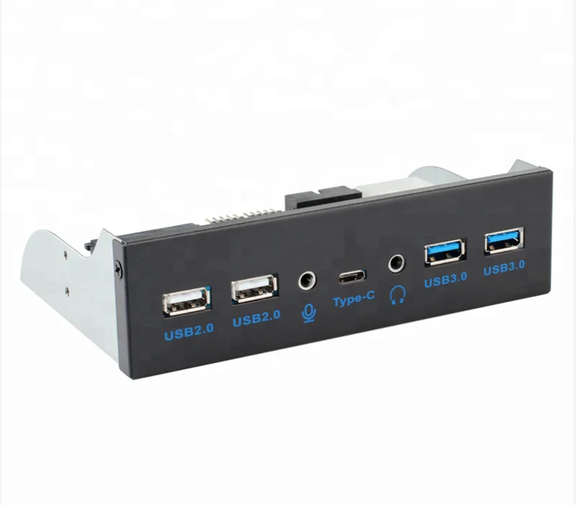 Factory Hot Sale 5.25 inch Multiport Hub 2-Port USB3.0 and USB2.0 1-Port USB Type C and HD Audio Port Front Panel