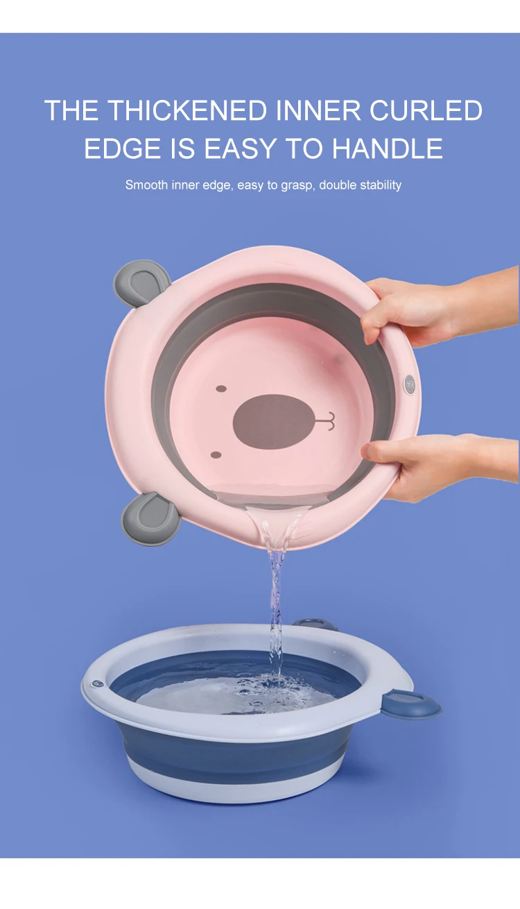 Portable Baby Folding Basin Kids Washbasin Collapsible Footbath Thicken Wash Water Basin