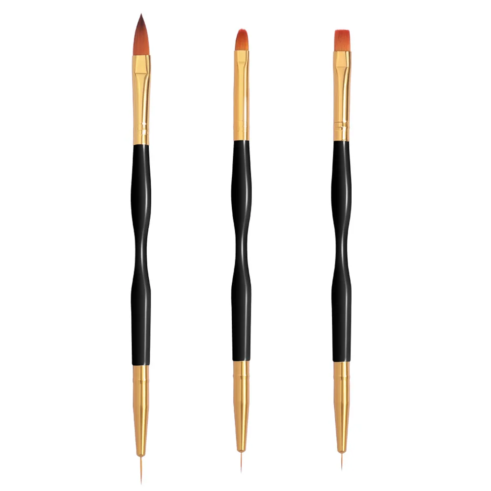 DIY nails 3 pcs double-end private label nail art brush set professional