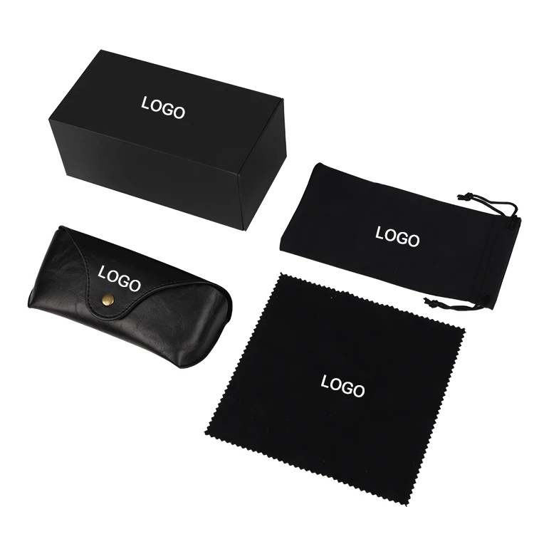 luxury glasses leather set, glasses spectacle box set 4 pcs sets, sunglass Packaging own logo glasses carton case gift set