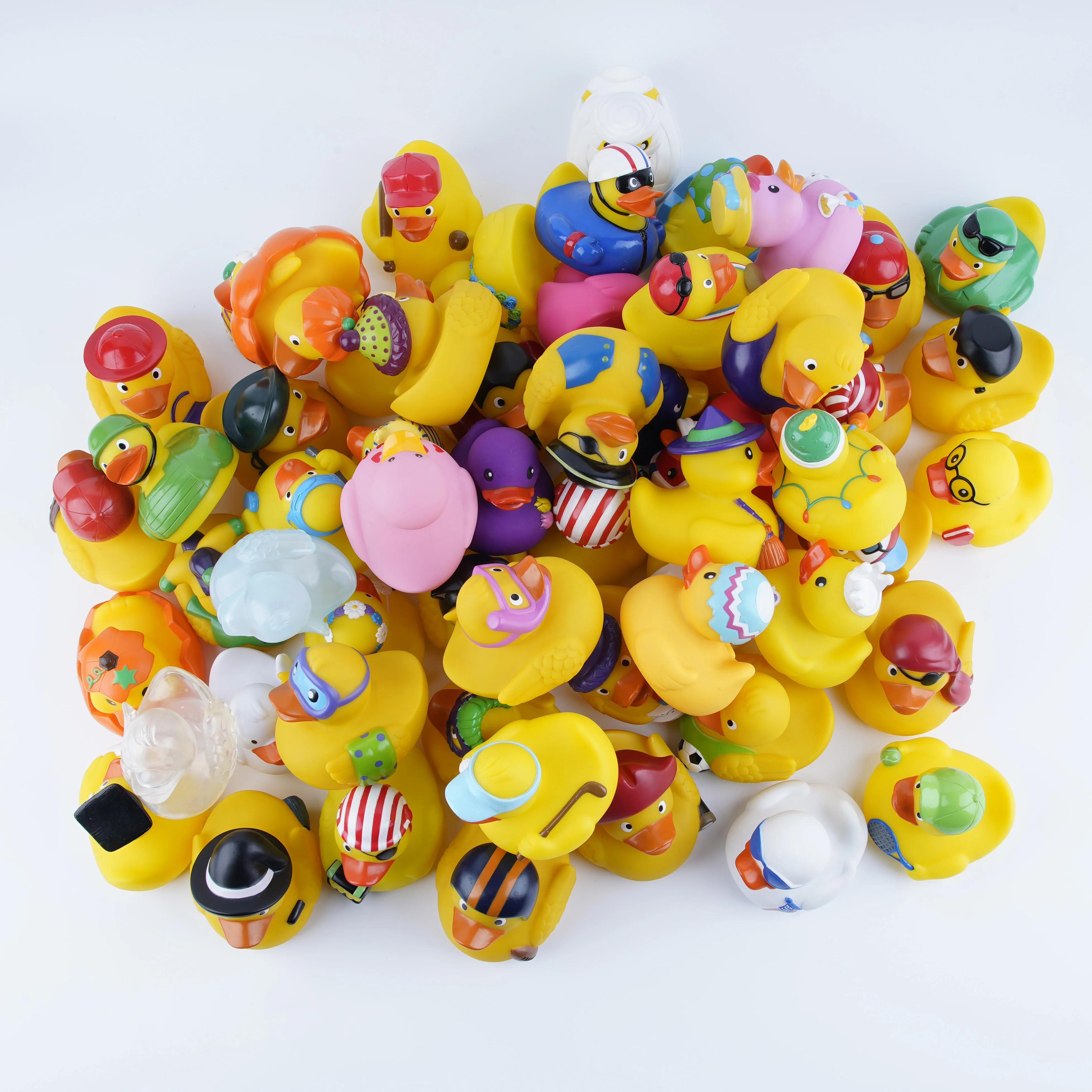 Promotional Gift Plastic Toy Weighted Floating Racing Assorted Black Printed Bath Ducky Bulk Bathtub Squeaky Rubber Duck