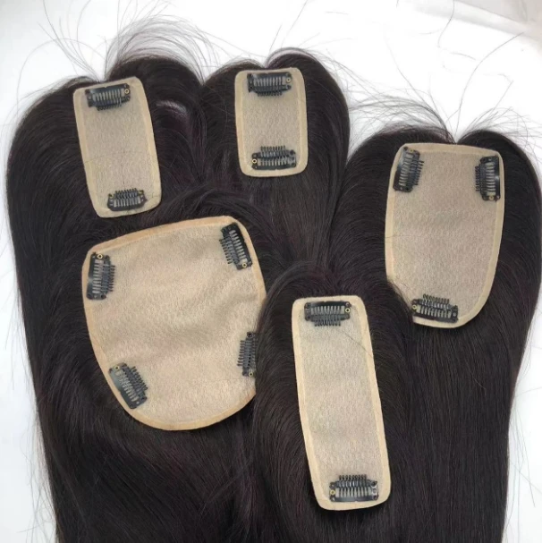 100% Human hair  2x3 2x6 3x5 5x6 Hair Extension Topper Human Hair Toupee New design Wholesale price Silk Base curl Straight