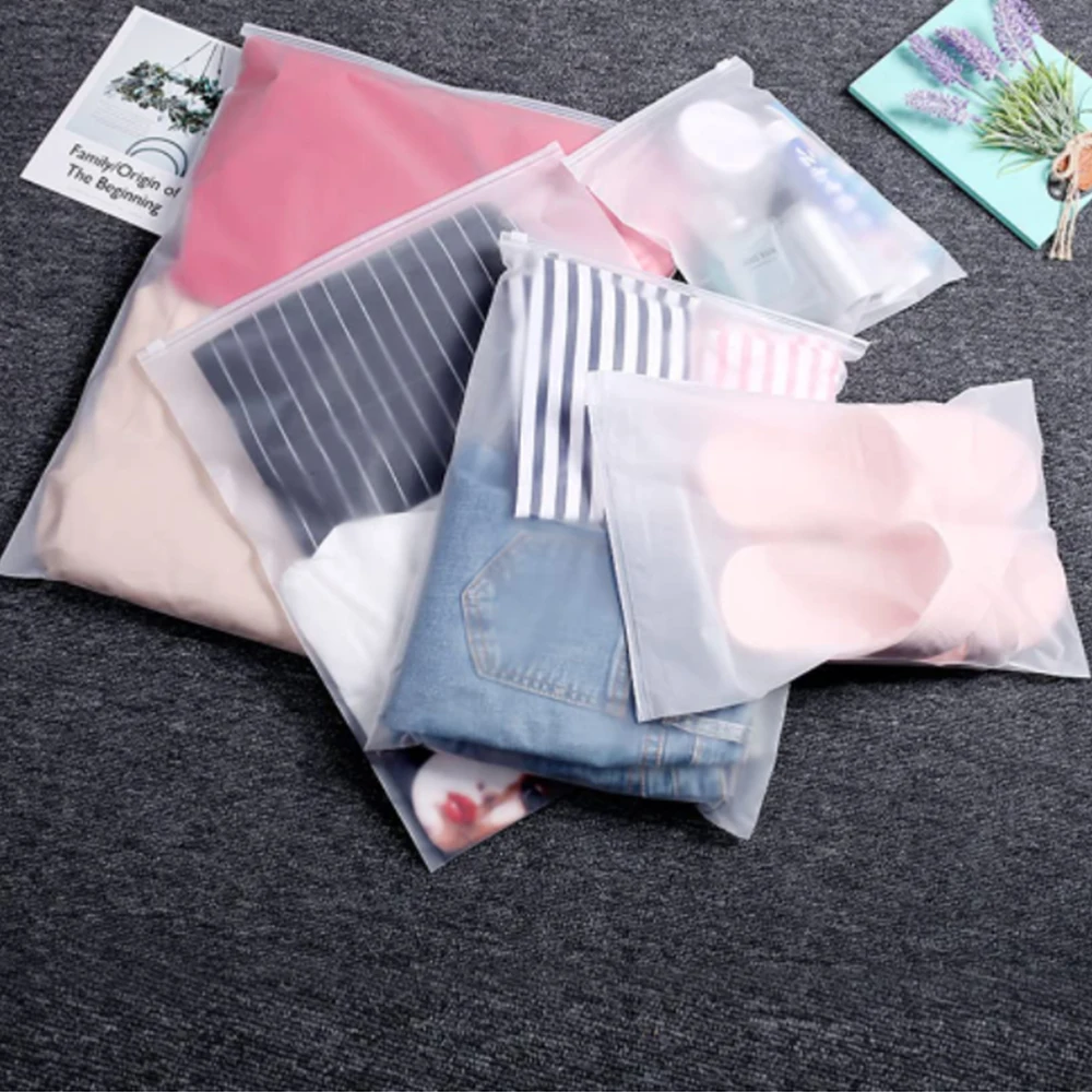 CPE Frosted Clear Plastic Clothing Bags Custom Logo Printing Zip Lock Package Swimwear Zipper Packaging Bags