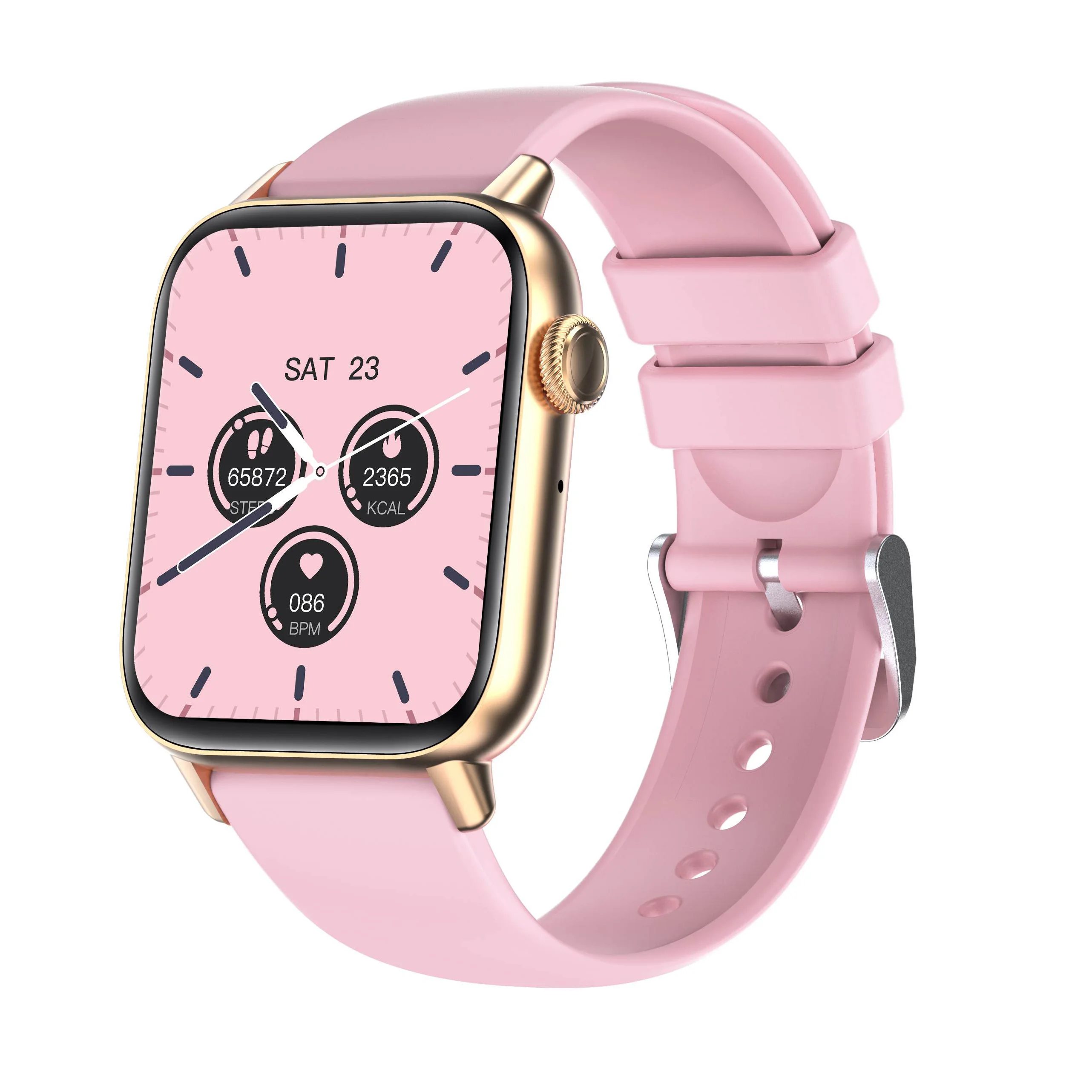 Guangzhou Big Pink Colour  2022 Rotatable Phone Reminder Body Temperature Measurement Smart Watch With Ips Display