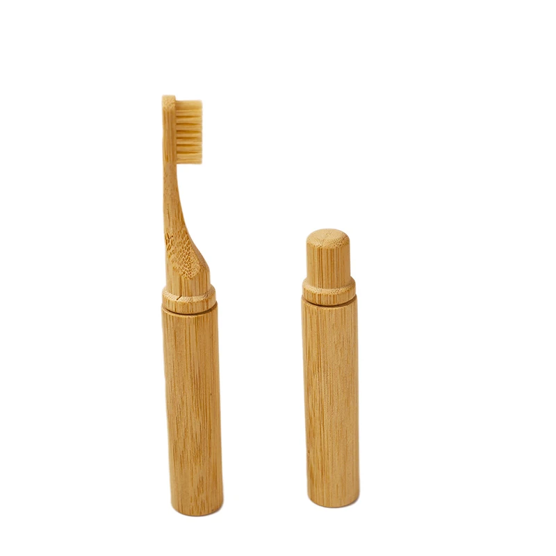 bamboo toothbrush and bamboo casing tube set integrated travel kit