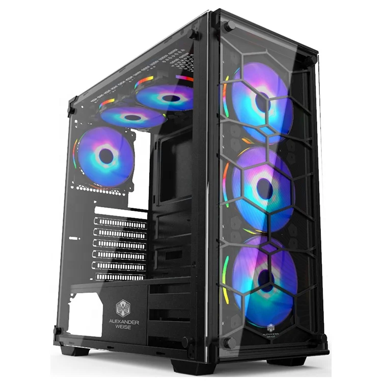 Плавающий стекло Полный башня EATX настольный компьютер PC чехол игровой