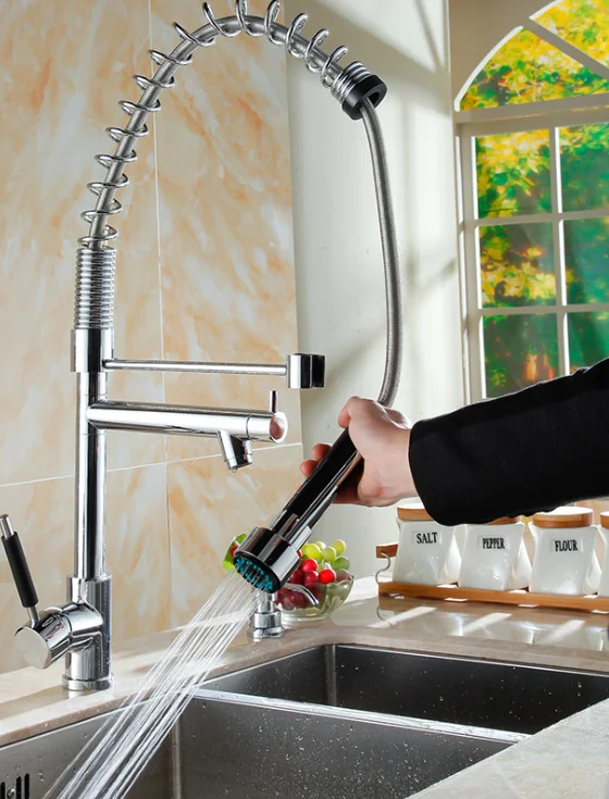 Wenzhou Feenice factory supplier brass zinc spring loaded big sink kitchen mixer for hotel restaurant home