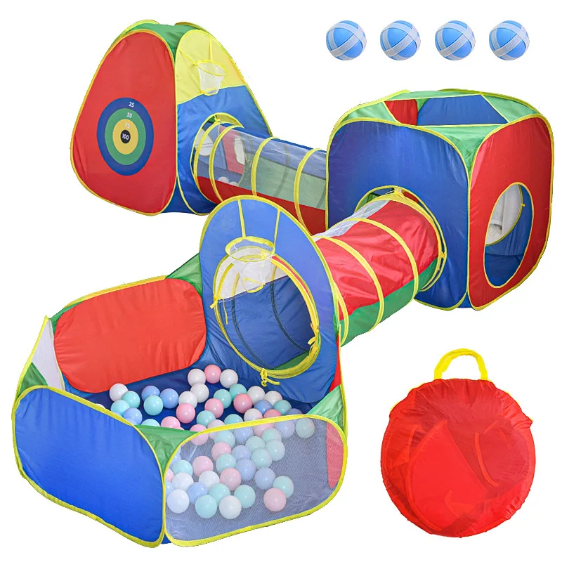 5pcs Kids Play Tent Pop Up Ball Pit Crawl Tunnels For Boys Girls Indoor Outdoor Playhouse With Carrying Bag