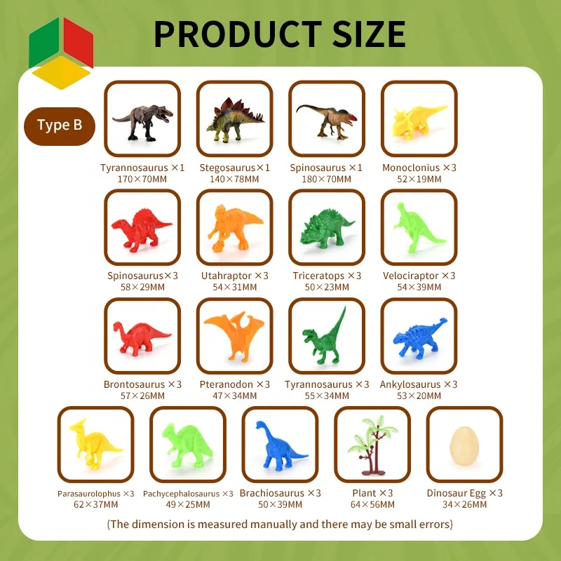  QS Toys 45 PCS Dinosaur Toy Set Animal Model Figure PVC Simulation Dino Egg Solid Hard Rex Saichania