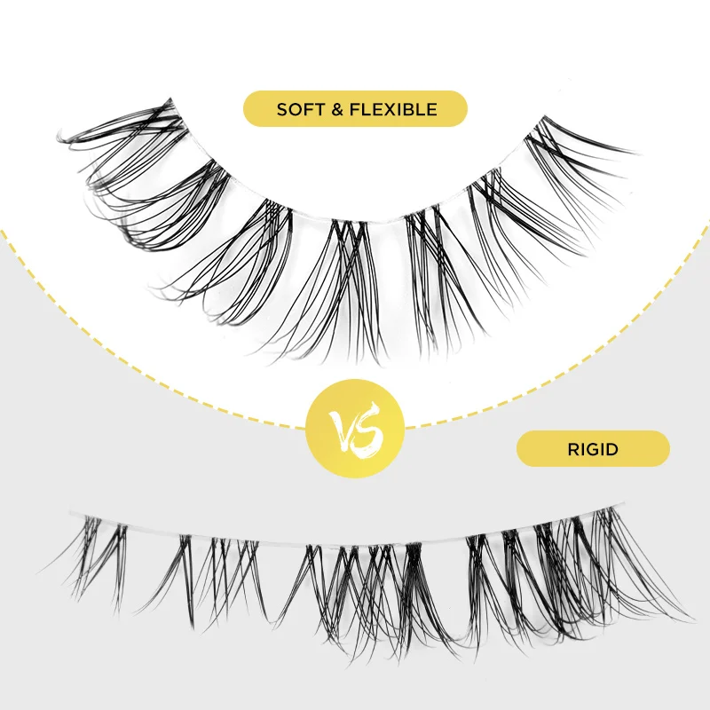 New products DIY cluster Segmented super soft flexible band 3D Faux Mink Eyelashes Customized diy segment lash glue