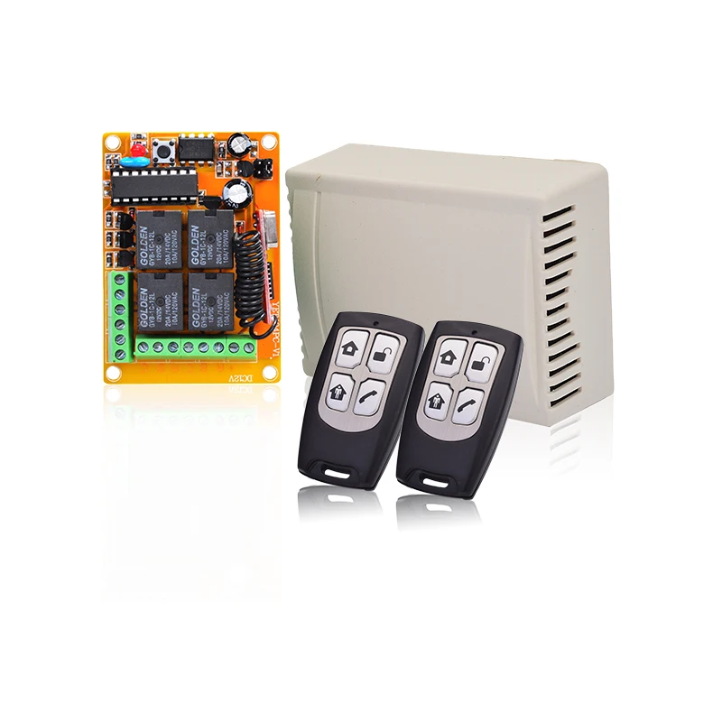 4 Channels 433Mhz Wireless RF Relay Remote Control Switch 2pcs Transmitter with Receiver for Garage Door Motor