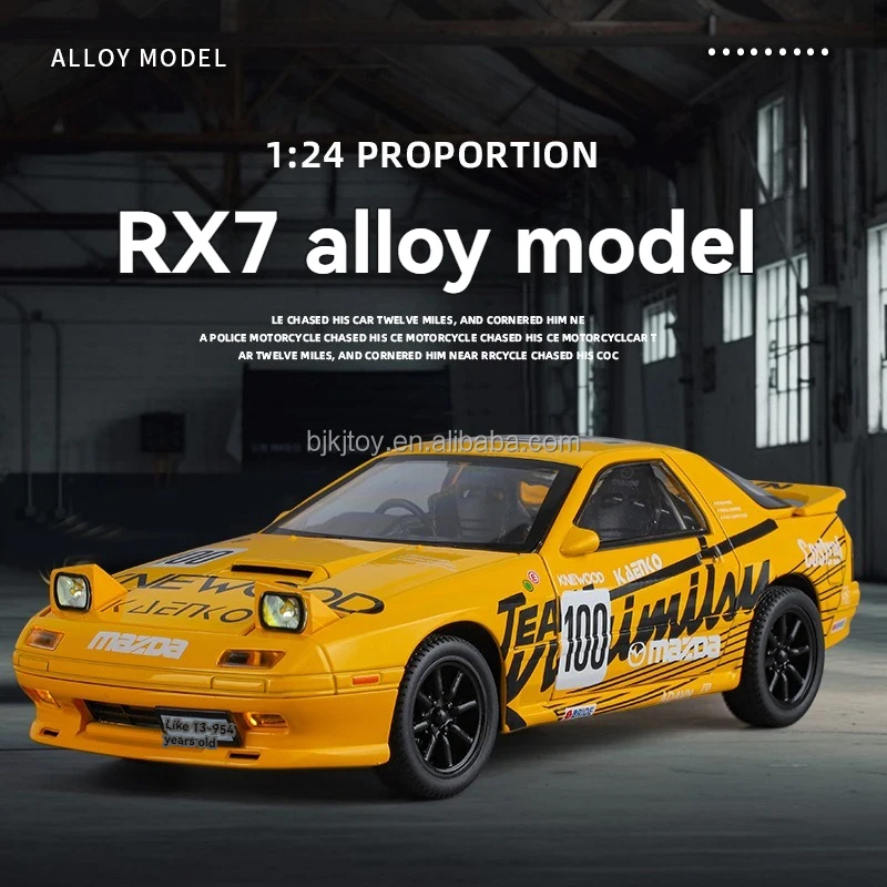 Pull Back Alloy Car Diecast RX7-PC 1/24 Race Car Model for Collection With Music Light