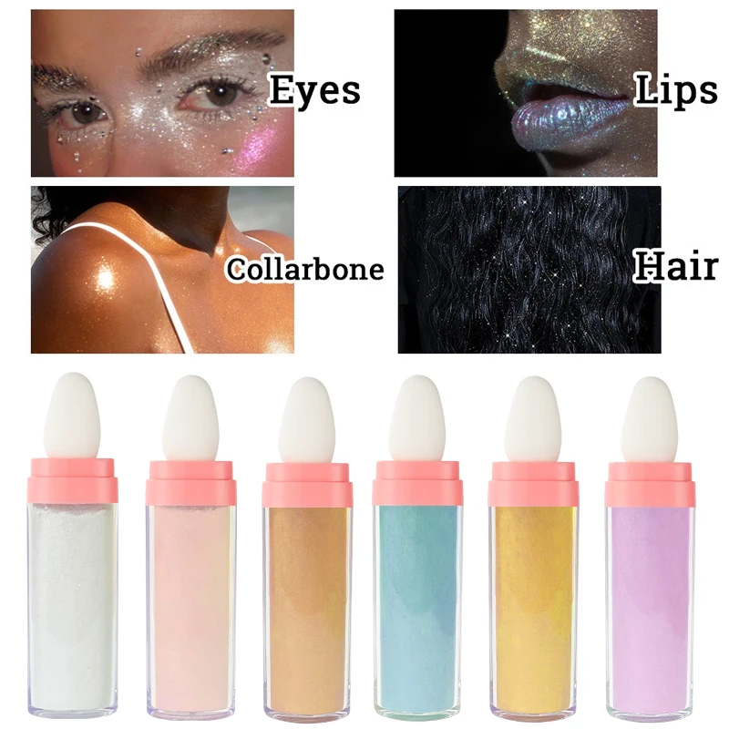 No logo Natural Cruelty Free diamond Highlighter Makeup Loose Powder Fairy Dust Pat Shimmer Powder