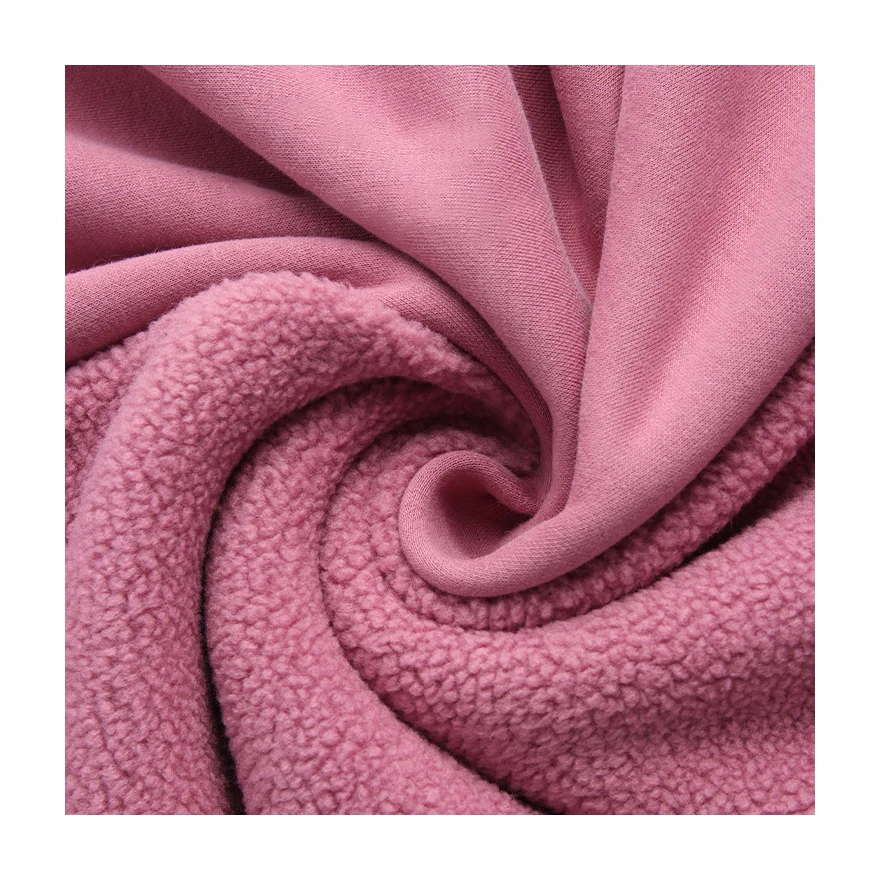 Heavyweight 63% Cotton 37% Polyester CVC Fleece Fabric Knitted One Side Brushed Fleece Fabric