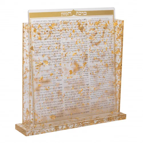 Lucite set of 8 birkat hamazon cards with holder Gold Lucite blessing card Bencher Set and Holder