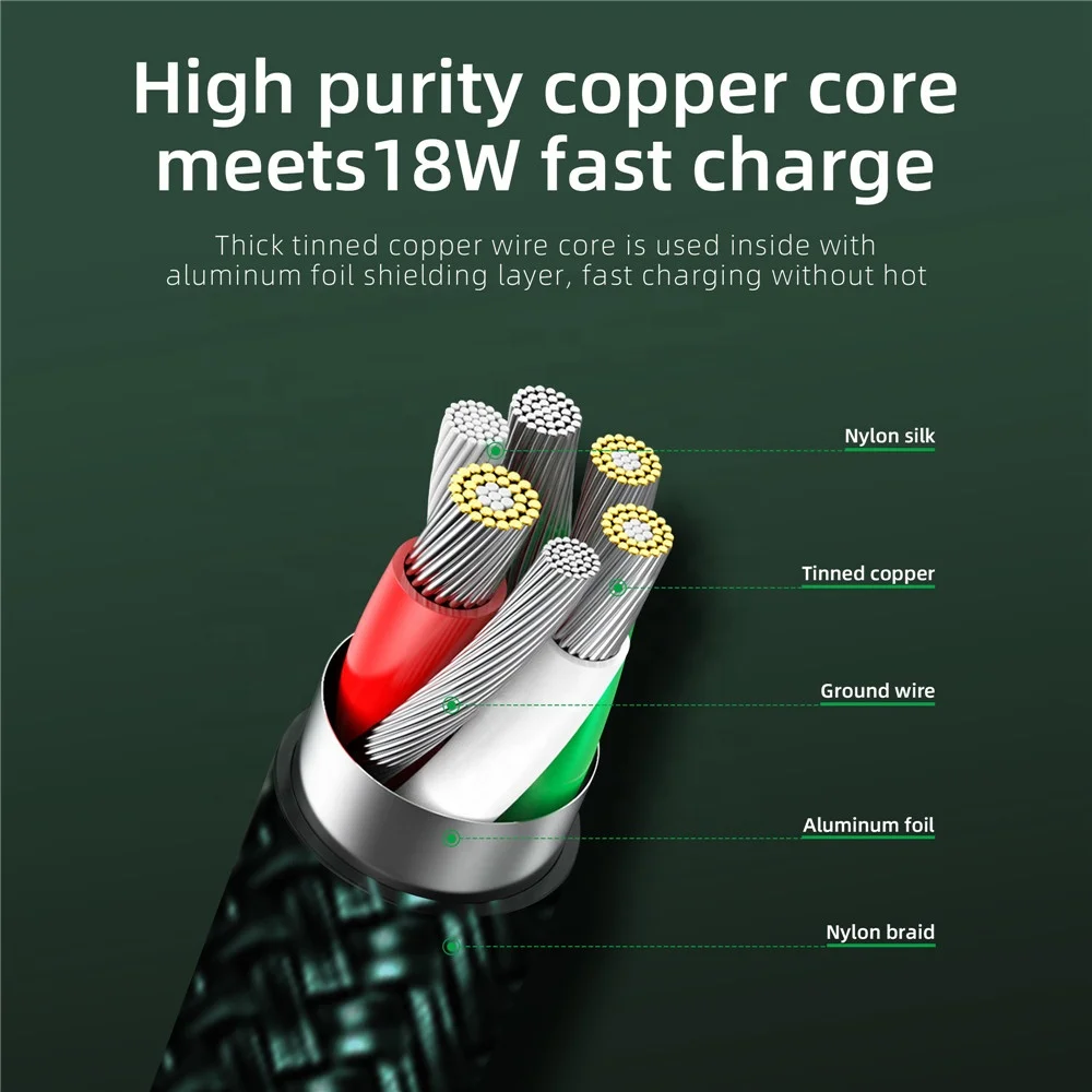 high quality Wholesale braided metal fast charging usb cable 2.4A micro usb cable