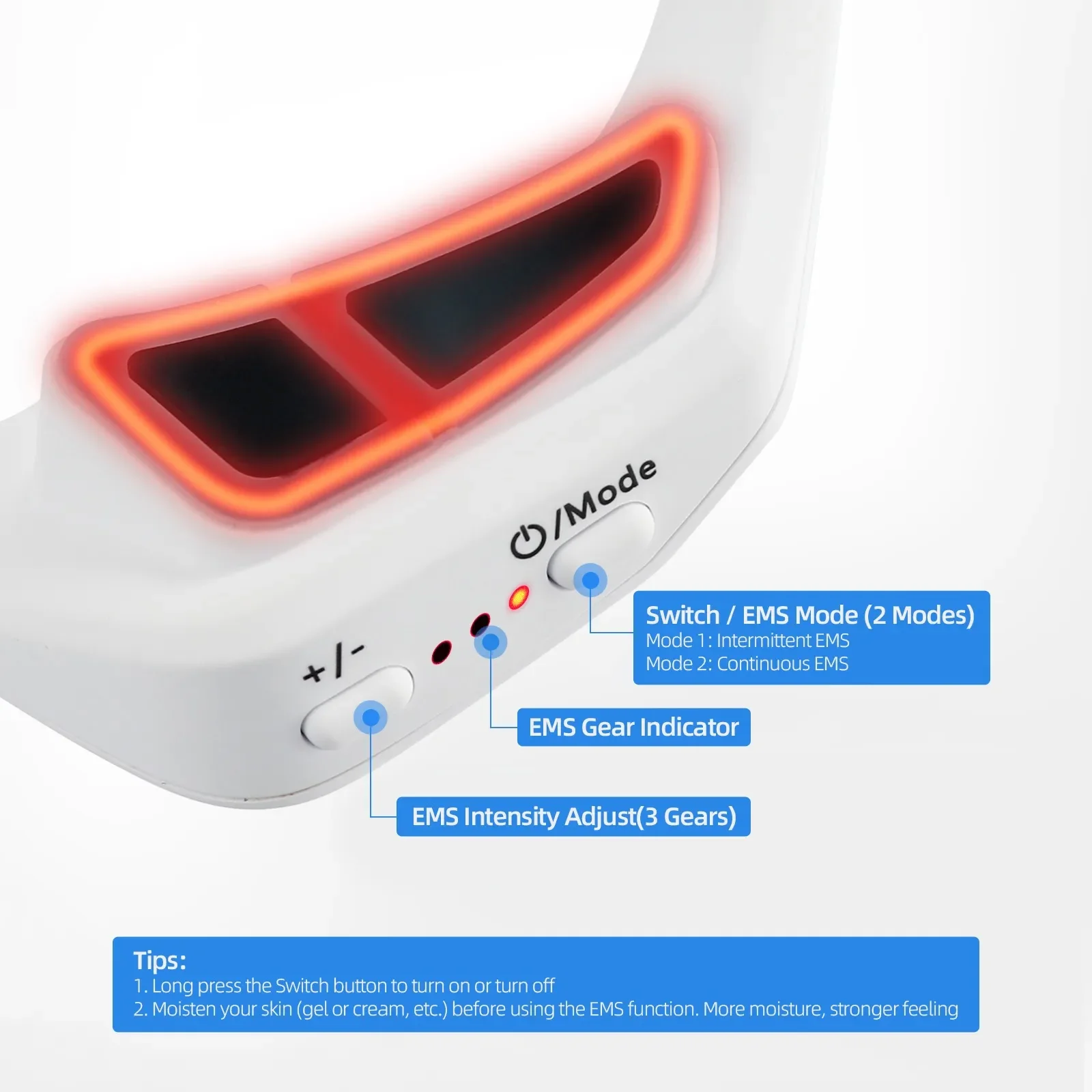 USB Rechargeable Eye Massager with 3 Gears EMS Facial Skin Face Care