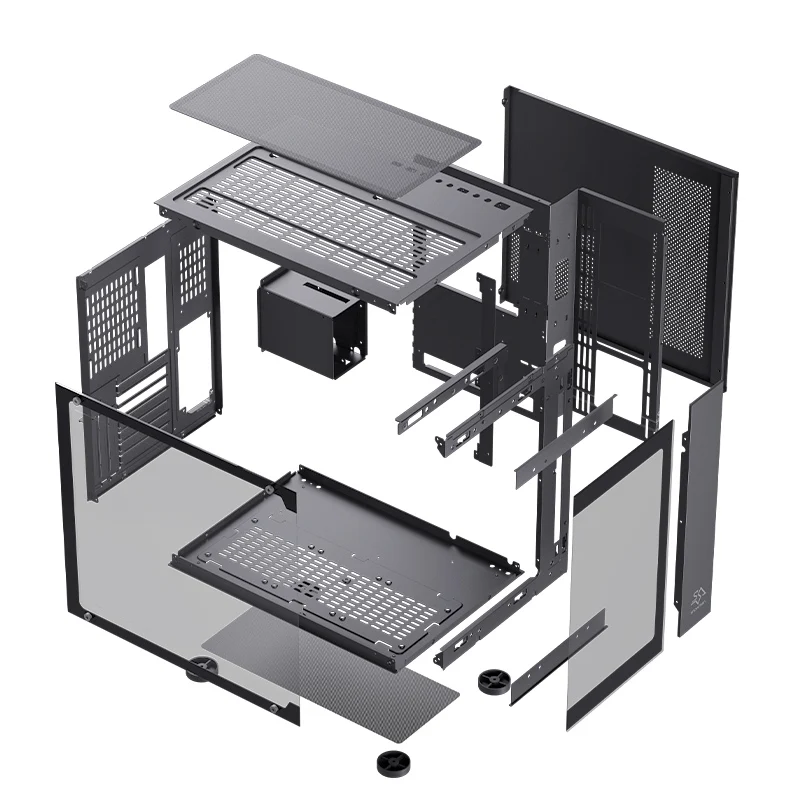 SNOWMAN CS015 Unique Design PC Gaming Case Desktop Mid Tower Black Case ATX/ M-ATX/ Mini-ITX Customized Tempered Glass PC Case