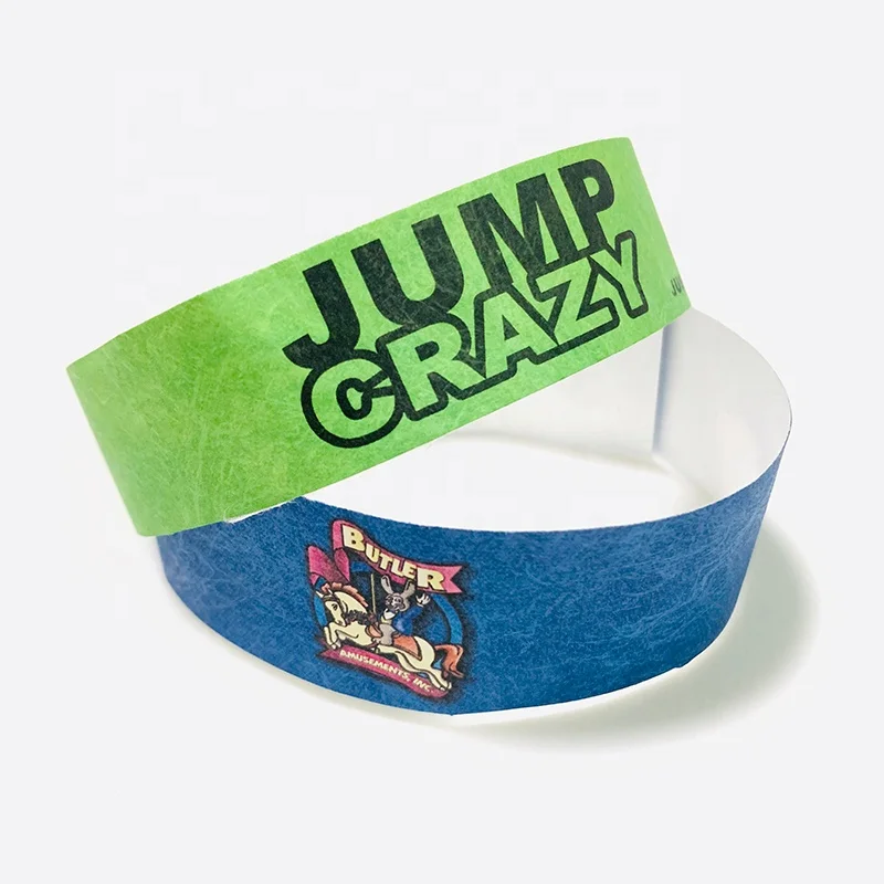 Customized 3/4inch Wrist Band Tickets One Time Disposable Printable Id Tyvek Paper Wristbands For Party