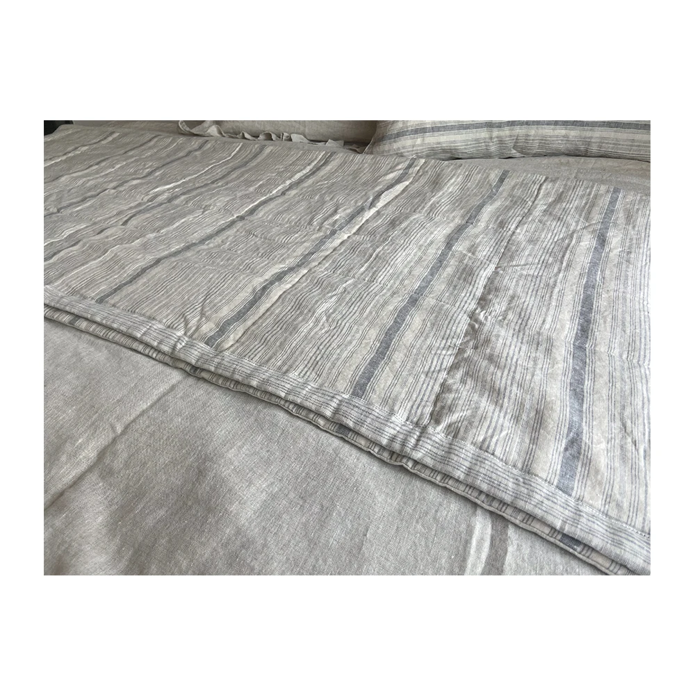 LZ stone washed french flax linen quilts throw blanket 100% linen flax quilts bedding bedspreads