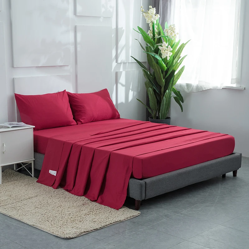 100% Polyester Bedding Queen Sheet Set 4 Piece Hotel Luxury Bed Sheets with Deep Pockets