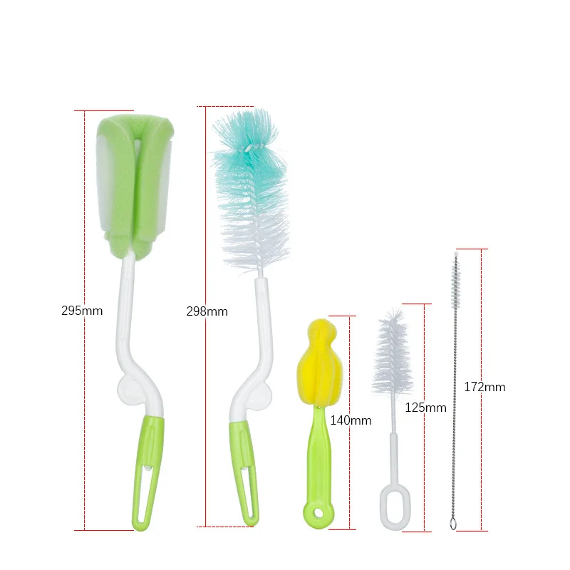 Baby Bottle Brush Set Baby Nipple 360-degree Rotating Clean Sponge Spout Cup Brush Kit Bottle Clean Tool For Baby Gifts