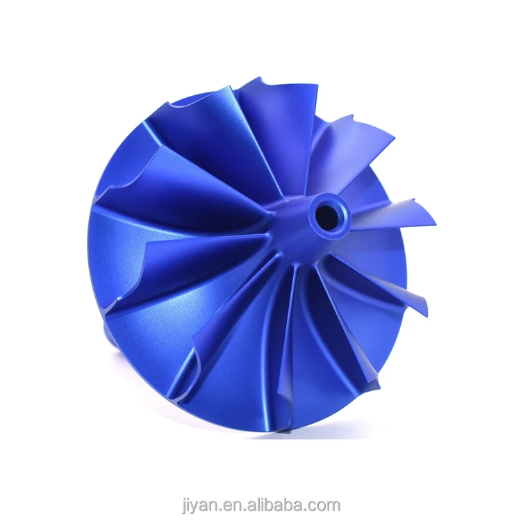 CNC High Precision Anodized Blue Finish Curved Blade Aluminum Alloy Turbine Impeller Milled Parts