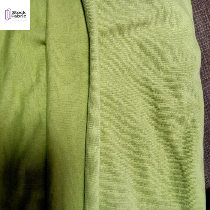 Hot selling knitted CVC french terry batch solid stocklot fabric in Shaoxing textile in China