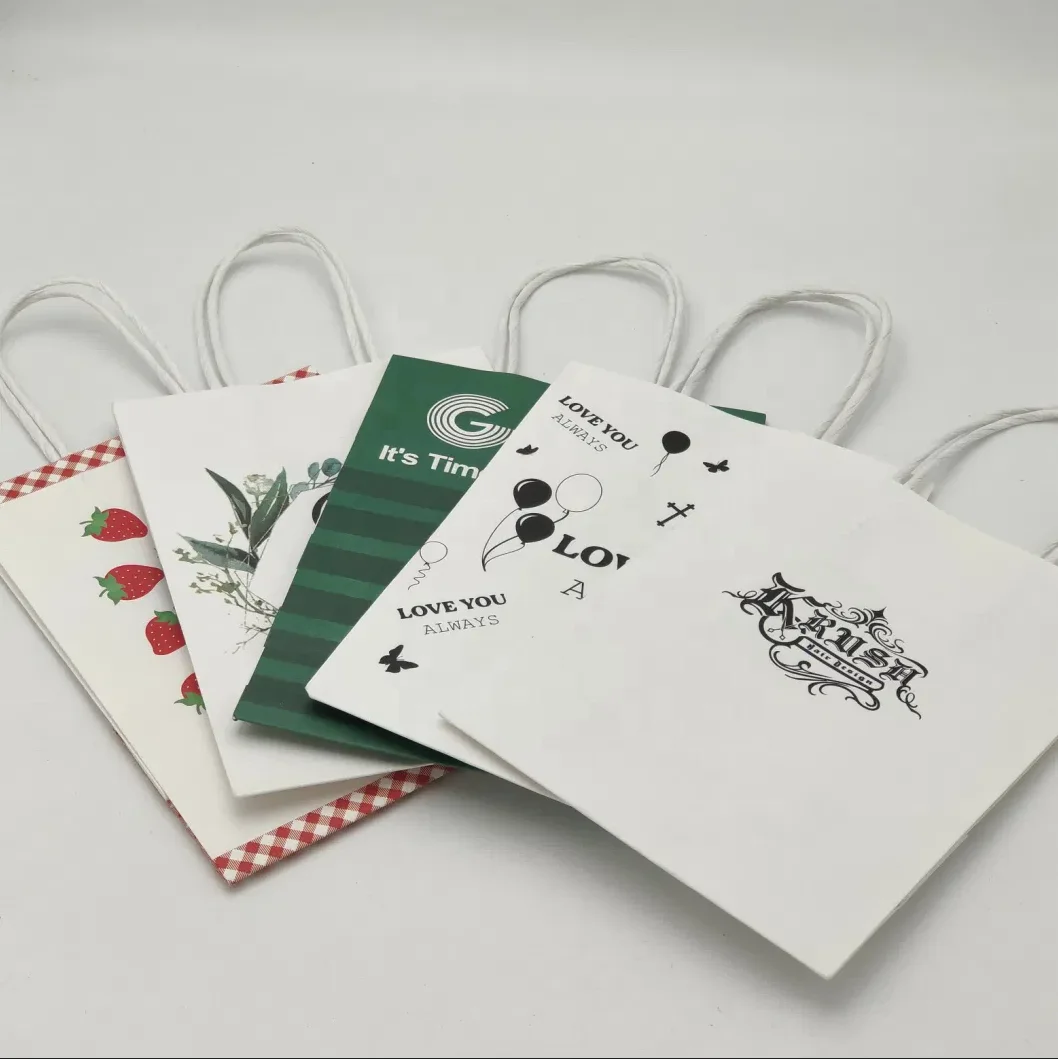 Handled Paper  Pink Durable Sturdy Kraft  Shopping Merchandise Bags Homemade Decoration Paper Bags Present Bags