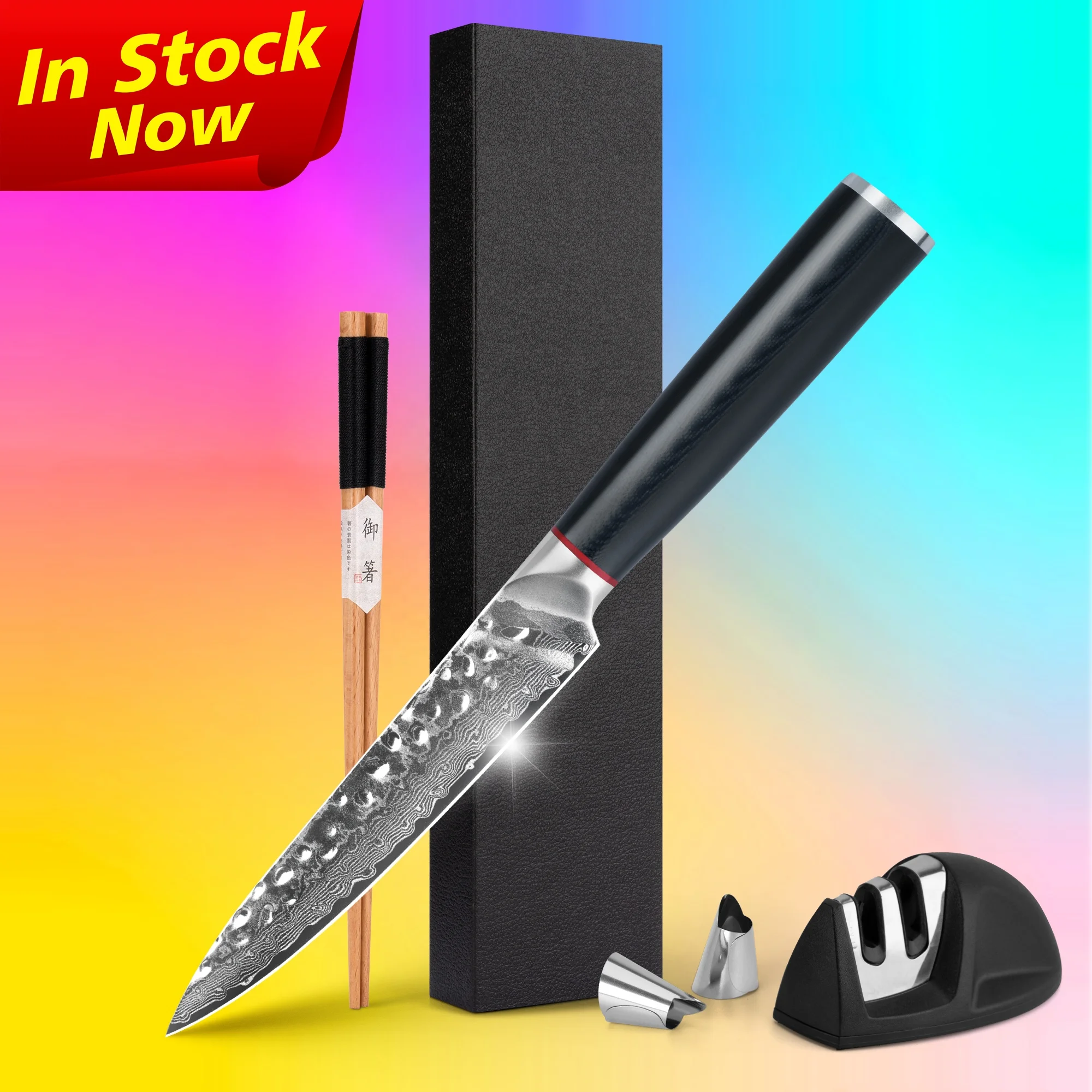 Round G10 Handle 5 inch 67 layers vg10 Japanese kitchen knives utility damascus steel steak knife with hammer pattern blade