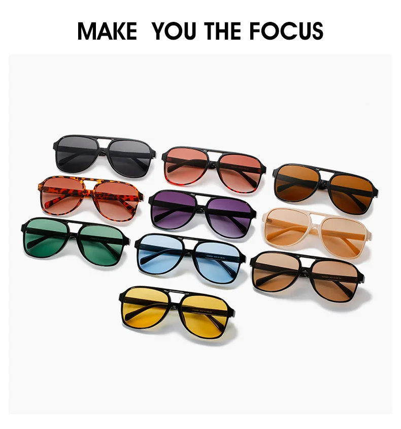 98061 European and American cross-border new sunglasses trend retro double beam sunglasses ins ocean piece  large frame eyewear