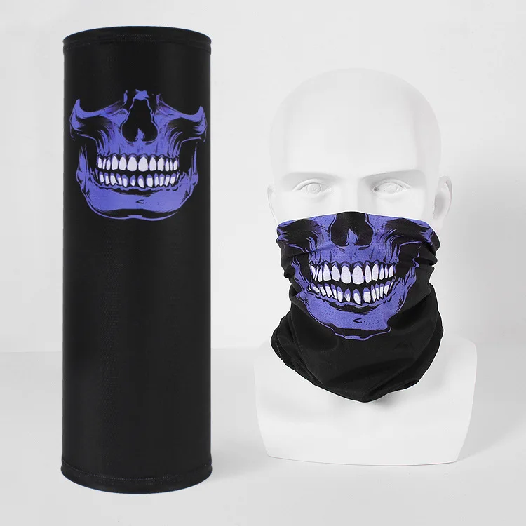 Wholesale new design 100% REPREVE recycled polyester seamless skull print multifunctional scarf custom RPET face bandanas