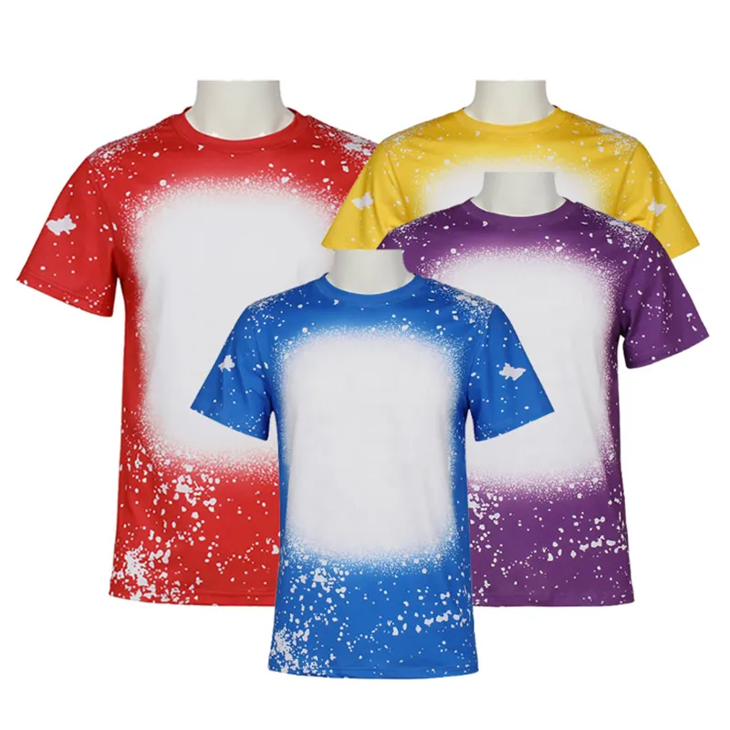 Multi Colors Blank  bleach tshirt Custom Pattern Sublimation Printing logo Bleach t-Shirt for men