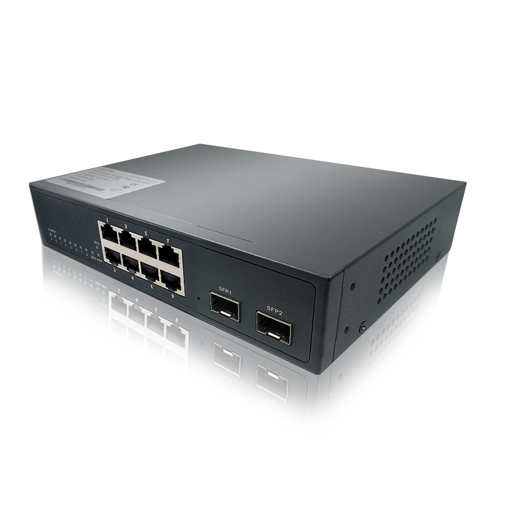  Gigabit optic fiber network hub switch 8*10/100/1000Mbps LAN port with 2*1G SFP uplink unmanaged