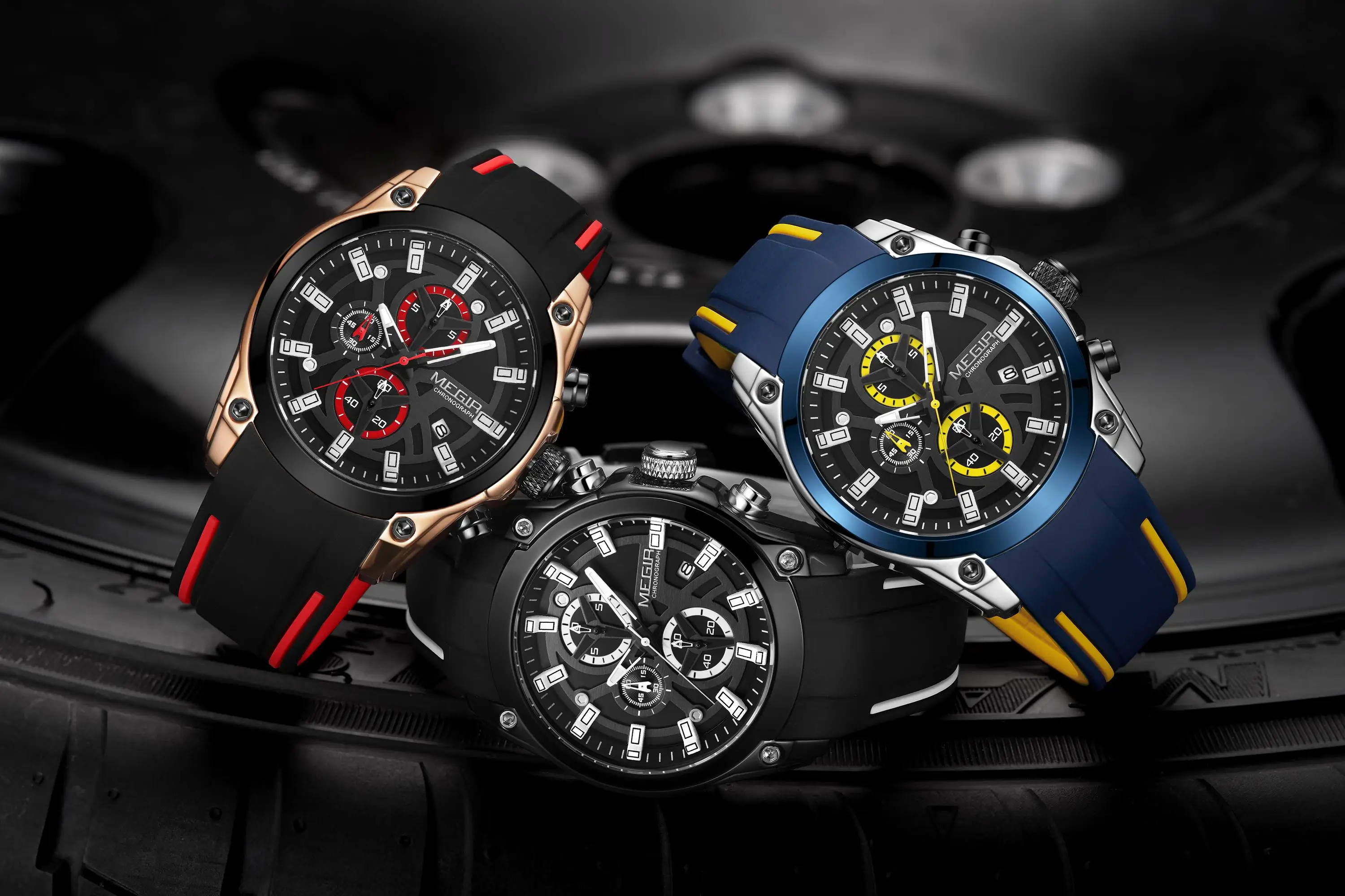 Relojes Hombre MEGIR 2144 Original Brand Luxury Men Chronograph Wrist Watches Quartz Fashion Silicone Sport Watch Waterproof