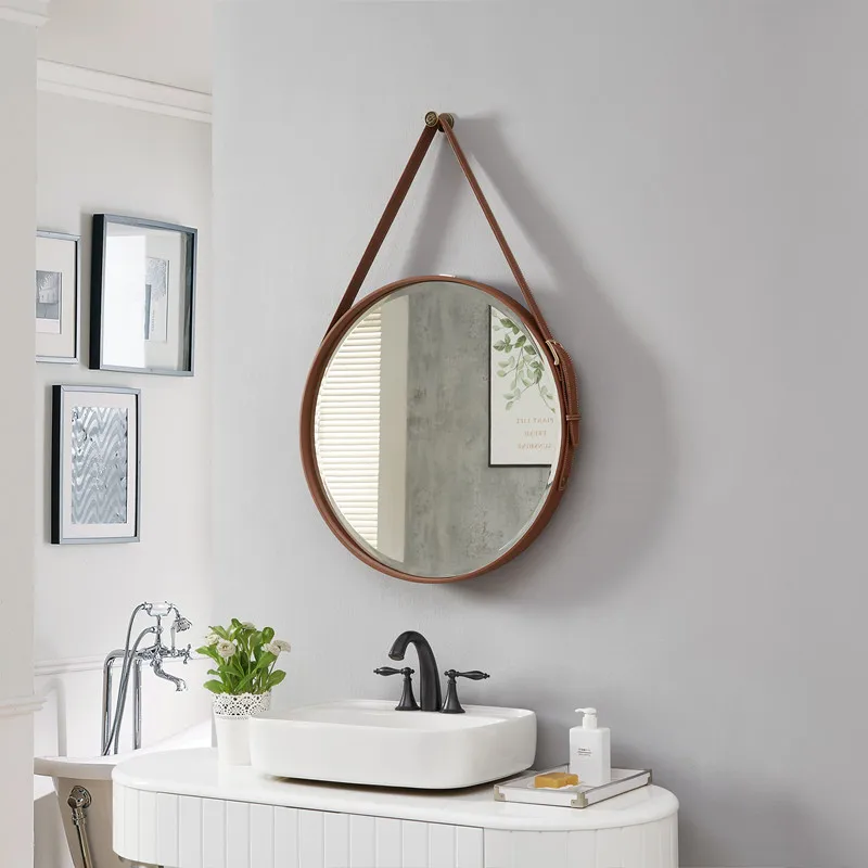 Custom Black Gold Circle Decorative Bathroom Wall Mirror Modern Antique Large Hanging belt Miroir