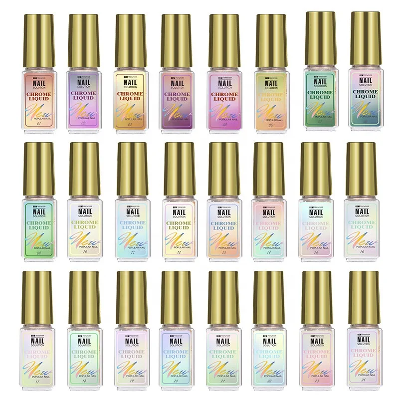 5ml Metallic Nail Polish Mirror Effect Private Label Chrome Nail Pigment Powder Chrome Liquid For Nails