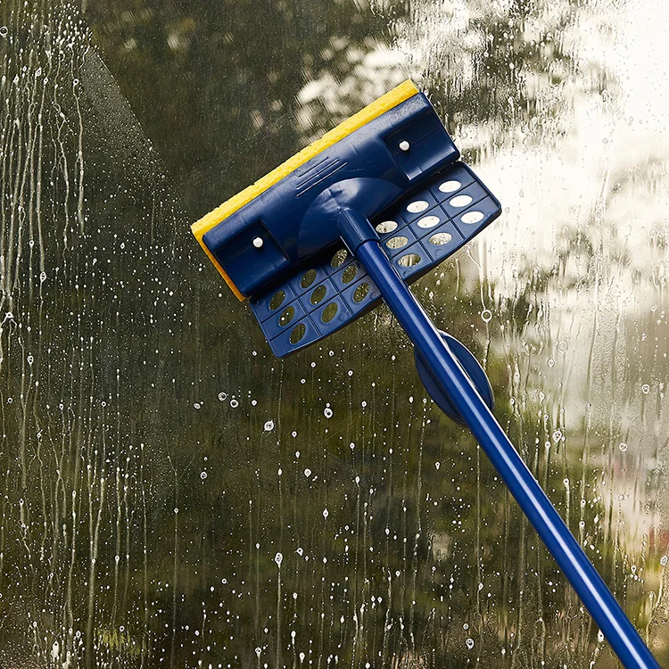 Factory Floor Mop with Long Steel Handle Foldable Window Cleaning Mop Sponge Squeeze Head Sponge Cleaning Mops for Home Use