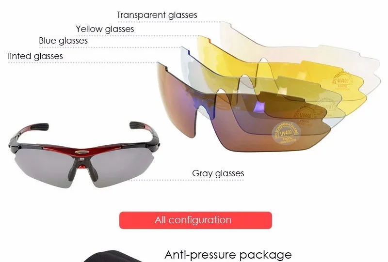 Polarized Cycling Glasses 5 Lens Clear Bike Glasses Eyewear UV400 Proof Outdoor Sport Sunglasses Men Women Oculos Gafas Ciclismo