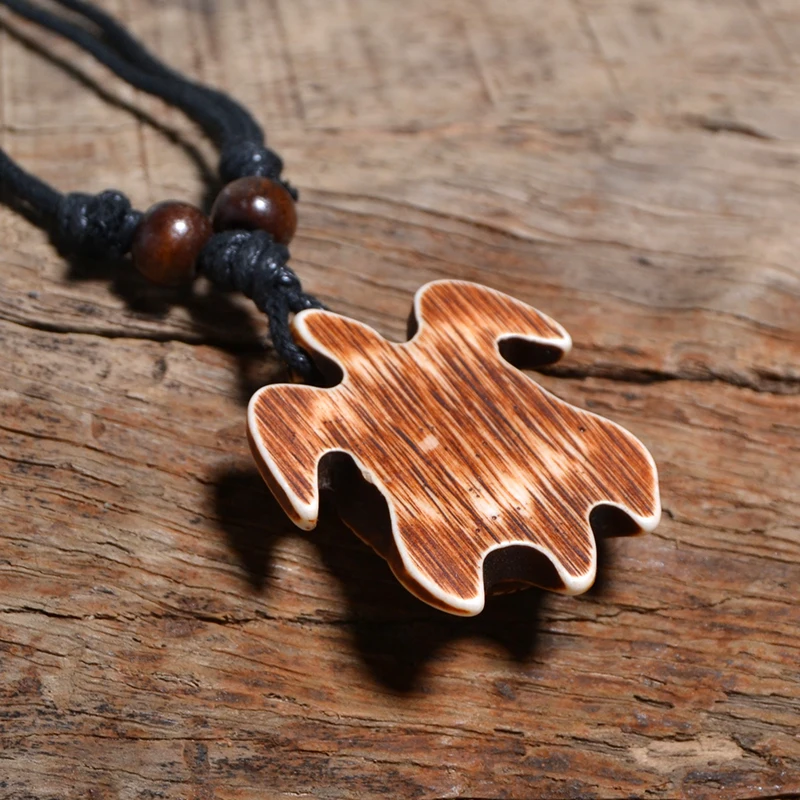 FX006 New Zealand Maori bone necklace Sea turtles  pendant men Choker Tai chi Jewelry Nautical style Imitation Yak Bone necklace