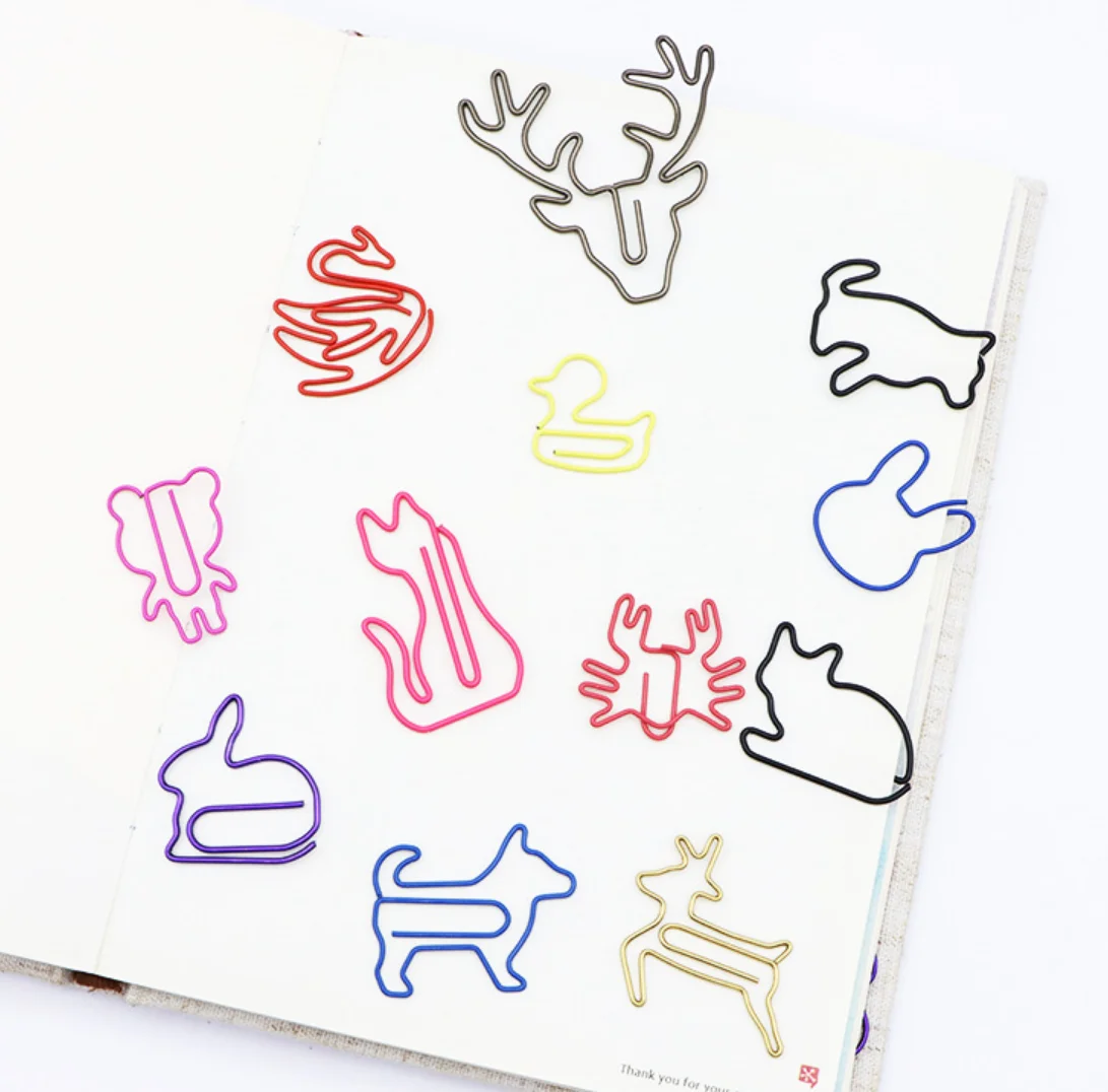 Different Animal Shape Paper Clips for Bookmark, Notebook, Office use