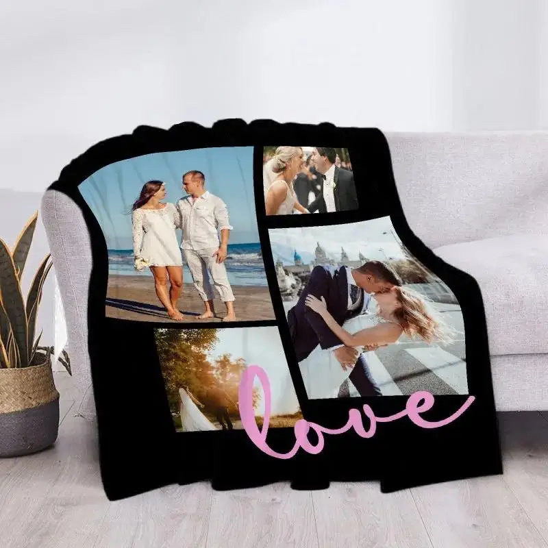 Custom Blanket with 15 Photos Love Family Memories Personalized Picture Throw Blanket with Text Gift