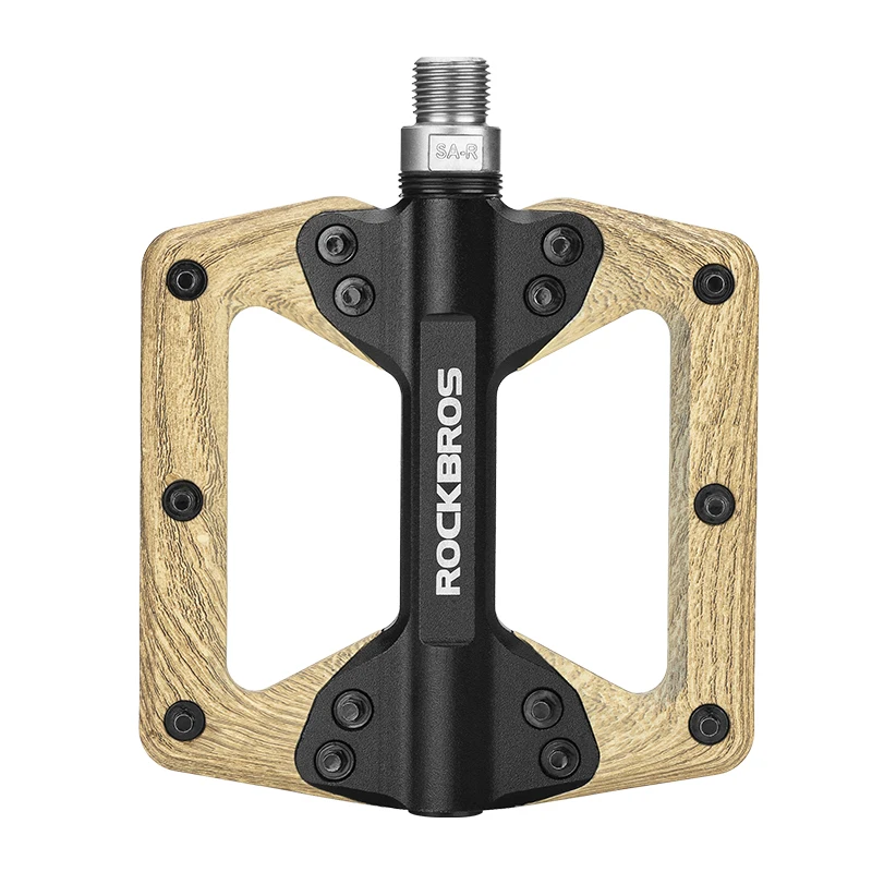ROCKBROS Wood-Look Nylon Pedals Cycling Ultralight Mountain Bike Pedals MTB Sealed 4 Bearing Aluminum Alloy Bicycle Pedal
