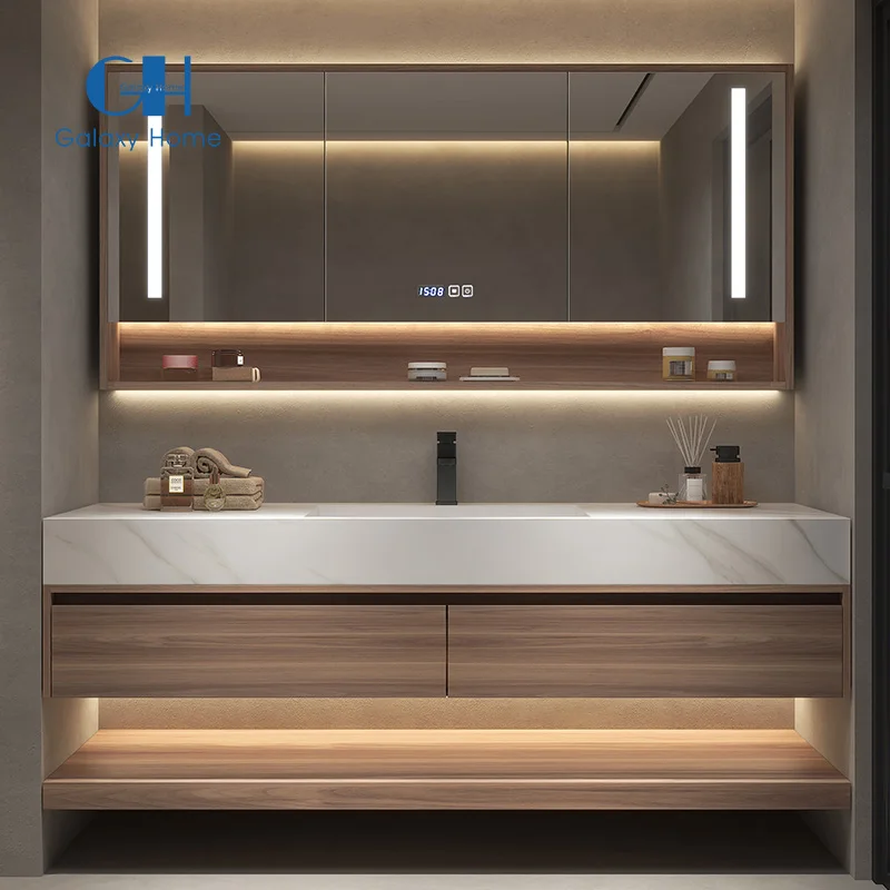 Factory Panel Bathroom Vanity Cabinet Furniture With Single and Double Sinks And Mirror Wash Basin For Hotel Bathroom