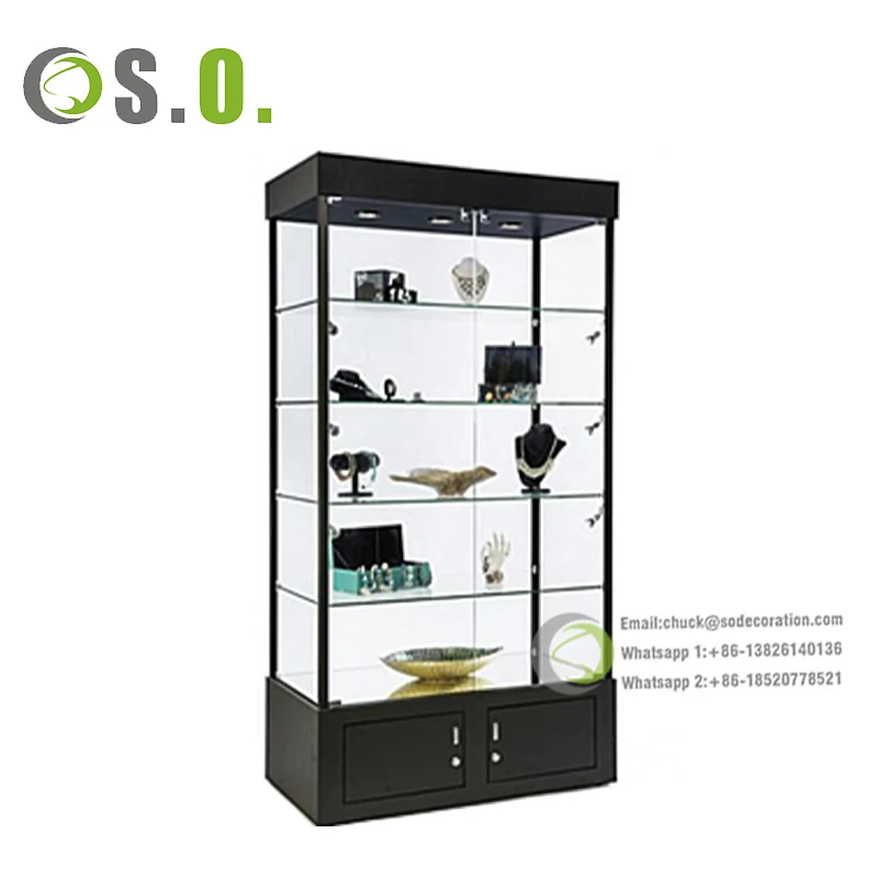 Aluminum Frame Full Extra Vision Glass Display Showcase Customized Aluminium Glass Showcase Glass Display Showcase