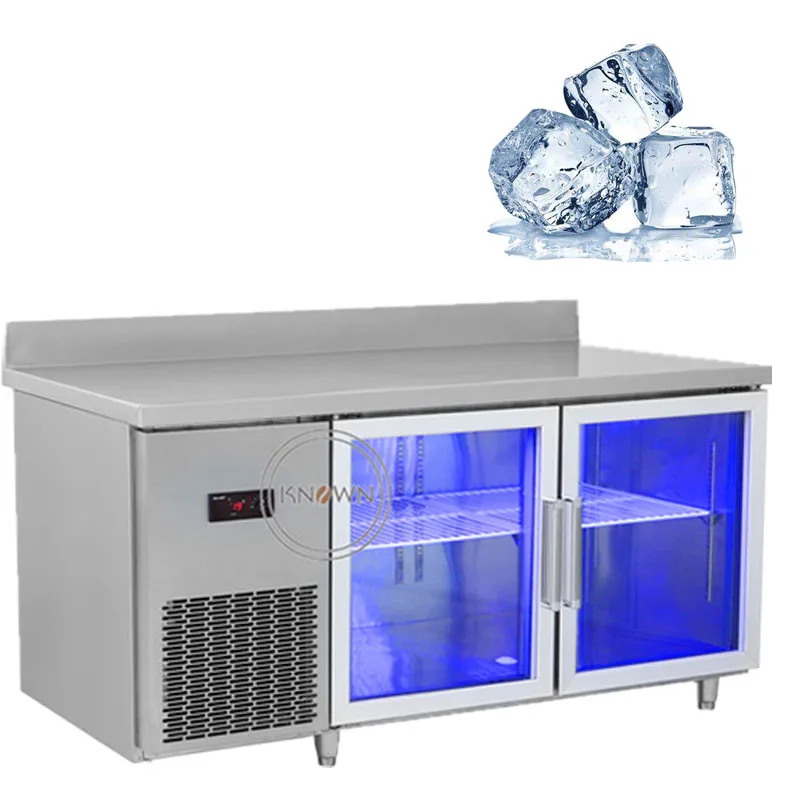 OEM 0-8 градусов голубая стеклянная дверь, Рабочий стол для салата, холодильник для льда, мяса, пищевых продуктов, шкаф для консервации, промышленный морозильник