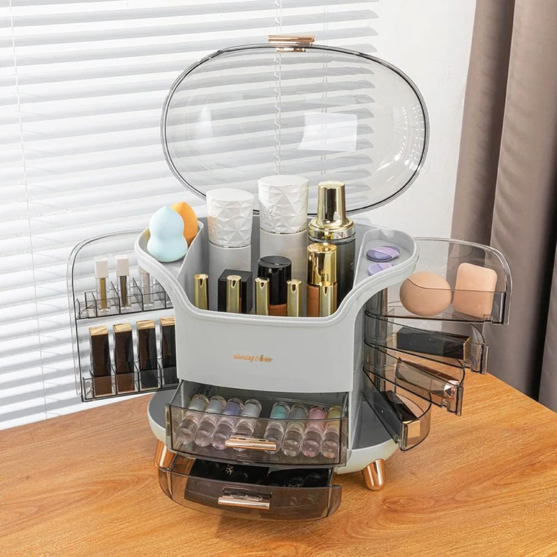 Bathroom Vanity Makeup Organizer Clear 10 Drawer Big Cosmetics Storage Box For Women Plastic Make Up Skincare Display Case