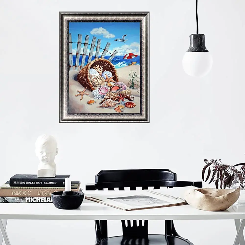 
Diy Full Drill Beach 5D Diamond Painting Kit Embroidery Mosaic Seaside Landscape Diamond Painting for Home Wall Decor Gift 