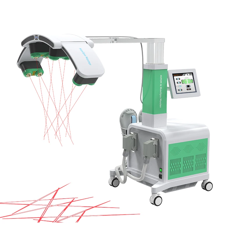 Body Beauty Equipment 10d Maxlipo with HIEMT Master Laser Cold Lipo Laser with 10 Light Panels Green red Laser Burning Fat Machi